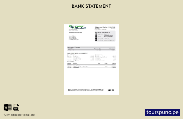 listo para imprimir plantilla de Word (estado de cuenta bancaria Somerset Regal 